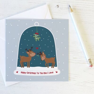 À celui que j'aime - Carte de Noël Snowglobe cerf