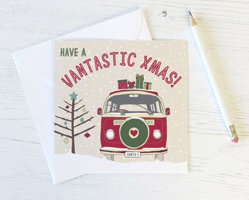 Camper Van Christmas Card - Have a Vantastic Christmas