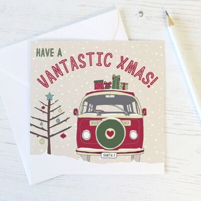 Camper Van Christmas Card - Have a Vantastic Christmas