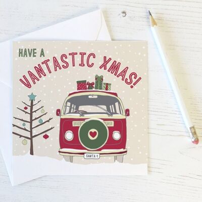 Camper Van Weihnachtskarte - Haben Sie ein Vantastic Christmas