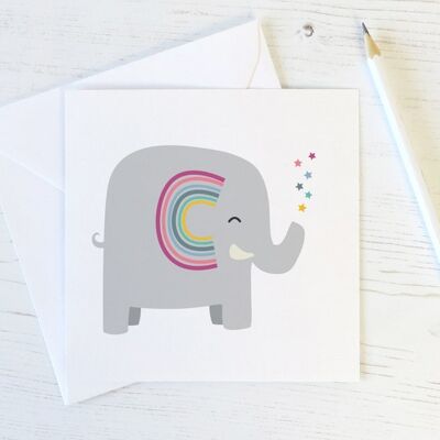 Rainbow Elephant Notecard / Tarjeta de agradecimiento / Pensando en ti