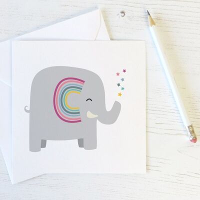 Rainbow Elephant Notecard / Tarjeta de agradecimiento / Pensando en ti