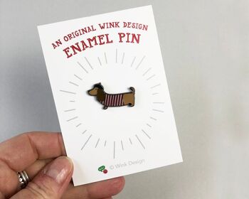 Sausage Dog Enamel Pin Badge - teckel pin - émail pin - amoureux des chiens - pin broche - cadeau pour un ami - bijoux - pin - broche - wiener - Fermoirs standard (5,00 £) 2