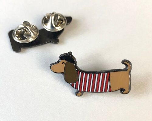 Sausage Dog Enamel Pin Badge - dachshund pin - enamel pin - dog lover - pin brooch - gift for friend - jewellery - pin - brooch - wiener - Locking clasps (£7.00)