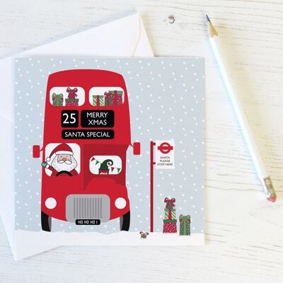 Cartolina di Natale del bus londinese di Babbo Natale