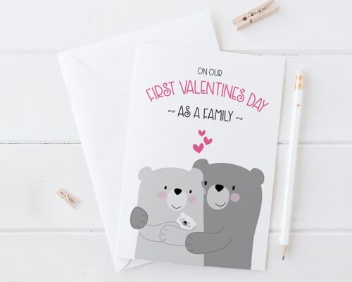 First Valentines Day Card - personalised - as a Family / as a Mum / as a Mummy / as a Dad / as a Daddy / as Parents - Enter your own below