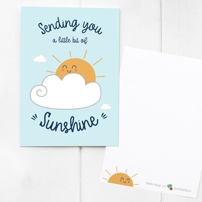 Enviándote postal Sunshine / notecard / mini print - ¡envía una sonrisa a un amigo! Con complemento Happy Sun Sticker a juego - Solo postal (£ 1,50)