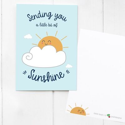 Sending You Sunshine Postcard / notecard / mini print - send a smile to a friend! With matching Happy Sun Sticker add-on - Card & Sticker (£2.10)