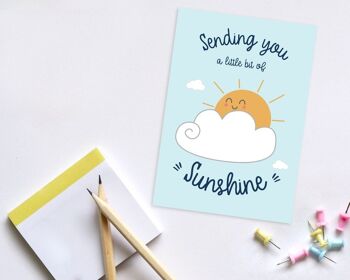 Envoi de Sunshine Postcard / notecard / mini print - envoyez un sourire à un ami ! Avec le complément Happy Sun Sticker assorti - Carte et autocollant (2,10 £) 3