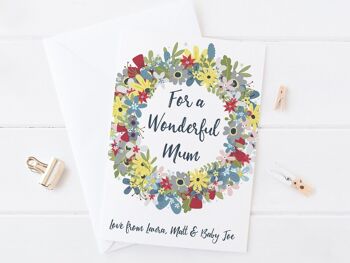 Pour une merveilleuse carte de guirlande de fleurs de maman - carte de fête des mères ou carte d'anniversaire pour maman - maman 6