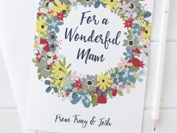 Pour une merveilleuse carte de guirlande de fleurs de maman - carte de fête des mères ou carte d'anniversaire pour maman - Mam 2