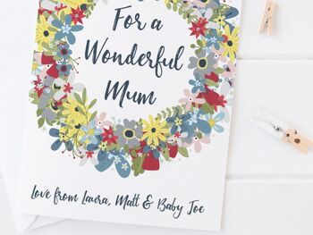 Pour une merveilleuse carte de guirlande de fleurs de maman - carte de fête des mères ou carte d'anniversaire pour maman - Mam 3