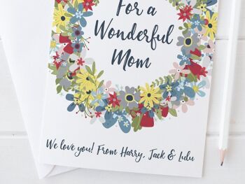 Pour une merveilleuse carte de guirlande de fleurs de maman - carte de fête des mères ou carte d'anniversaire pour maman - Mam 5