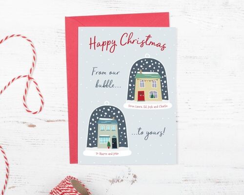 Personalised From Our Bubble... to Yours! Christmas Card - lockdown xmas card for friends - across the miles xmas card - from the family