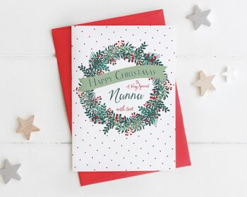 Carte de guirlande de Noël festive personnalisée pour grand-mère - grand-mère - grand-mère - nana - nanna - nan - nounou - nonna - grand-mère 3