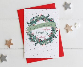 Carte de guirlande de Noël festive personnalisée pour grand-mère - grand-mère - grand-mère - nana - nanna - nan - nounou - nonna - grand-mère 4