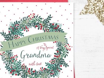 Carte de guirlande de Noël festive personnalisée pour grand-mère - grand-mère - grand-mère - nana - nanna - nan - nounou - nonna - grand-mère 5
