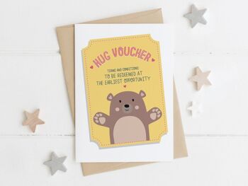 Jolie carte de câlin d'ours 'Hug Voucher' - tu me manques, isolement, carte de distance sociale pour amis ou parents 1