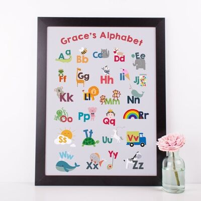 Personalisierter bunter Alphabet-Druck für Kinder – nur A4-Druck (£18.00)