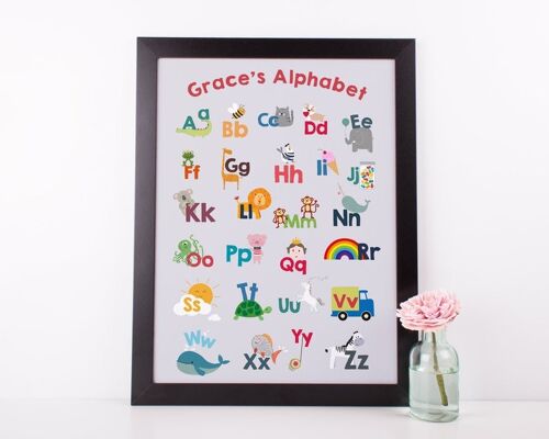 Personalised Children’s Colourful Alphabet Print - White Framed Print (£60.00)