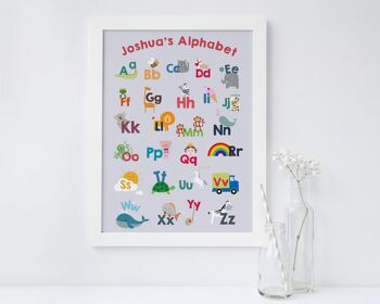 Alphabet coloré personnalisé pour enfants - Imprimé encadré blanc (60,00 £) 2