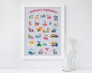 Alphabet coloré personnalisé pour enfants - Impression encadrée noire (60,00 £) 2