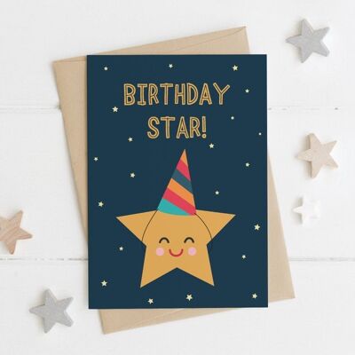 Linda tarjeta de cumpleaños - ¡Estrella de cumpleaños!