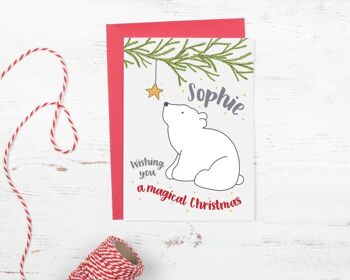 Carte de Noël personnalisée bébé ours polaire 1