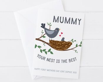 Carte pour maman - Votre nid est le meilleur - Carte de fête des mères personnalisée pour maman, maman ou maman - Maman 2 oiseaux 5