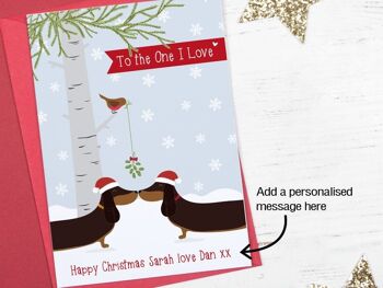 Carte de Noël personnalisée de chien de saucisse pour celui que j'aime, mari/femme/petit ami/petite amie/partenaire 2