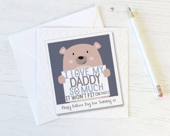 J'aime tellement mon papa - Jolie carte ours personnalisée pour papa, fête des pères ou anniversaire - J'aime mon papa 1