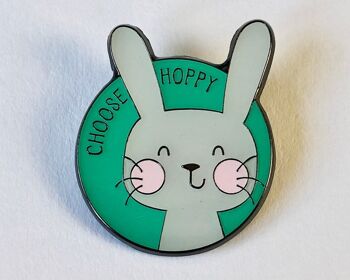 Choisissez Hoppy - Pin's en émail Happy Rabbit - Funny Rabbit Pin - Fermoir standard (£5.00) 1