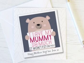 J'aime tellement ma maman - Jolie carte ours personnalisée pour maman, fête des mères ou anniversaire - J'aime ma maman 2