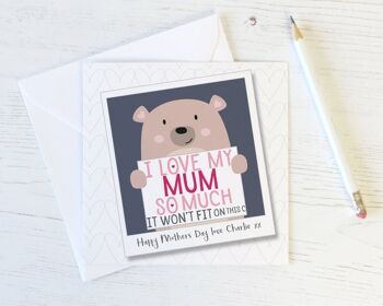 J'aime tellement ma maman - Jolie carte ours personnalisée pour maman, fête des mères ou anniversaire - J'aime ma maman 1