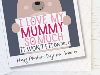 J'aime tellement ma maman - Jolie carte ours personnalisée pour maman, fête des mères ou anniversaire - J'aime ma maman 3
