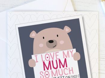 J'aime tellement ma maman - Jolie carte ours personnalisée pour maman, fête des mères ou anniversaire - J'aime ma maman 4