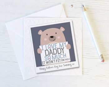 J'aime tellement mon père - Jolie carte ours personnalisée pour papa, fête des pères ou anniversaire - J'aime mon père 3