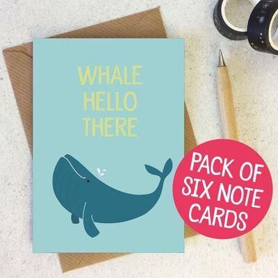 Set of 6 Whale Hello There! Funny Notecards / Thank you Cards