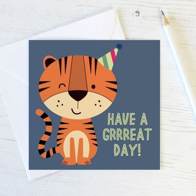 Carte d'anniversaire drôle de tigre - cartes mignonnes - carte d'anniversaire pour enfants - carte de tigre - carte d'ami - tigre mignon - carte d'amant de tigre - conception de clin d'oeil - Royaume-Uni
