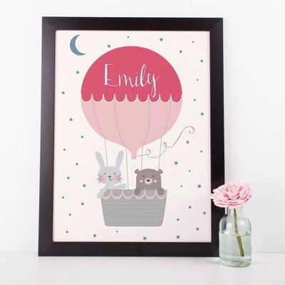 Up Up and Away Air Balloon Personalised Nursery Print - Unmounted A4 Print (£18.00)