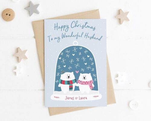 Personalised Husband / Wife / Partner snow globe Christmas Card - card for Husband - wife xmas card - boyfriend xmas Card - girlfriend xmas - Wife card