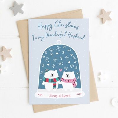 Personalised Husband / Wife / Partner snow globe Christmas Card - card for Husband - wife xmas card - boyfriend xmas Card - girlfriend xmas - Wife card