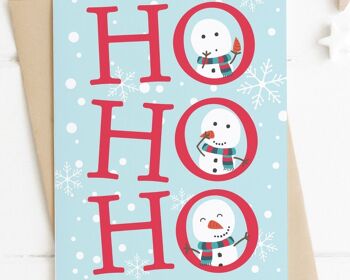 Carte de Noël personnalisée bonhomme de neige drôle HO HO HO - carte de Noël pour enfants - jolie carte de Noël - carte de Noël fille - carte de Noël fils 2