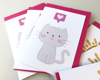 Lot de 6 cartes de correspondance chat mignon et Happy Sunshine/cartes de remerciement 2