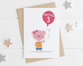 Carte mignonne de cochon pour anniversaire d'enfants - anniversaire de filles - carte d'anniversaire mignonne - carte de cochon - carte d'anniversaire pour enfants - 2e - 3e - 4e - 5e - Boy Pig 1 2
