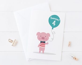 Jolie carte de cochon pour anniversaire d'enfants - anniversaire de filles - jolie carte d'anniversaire - carte de cochon - carte d'anniversaire pour enfants - 2e - 3e - 4e - 5e - Girl Pig Other (m'envoyer un message) 6