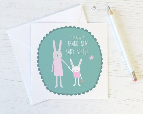 Cute 'New Baby Sister!' Card for Big Sisters