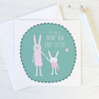 Cute 'New Baby Sister!' Card for Big Sisters