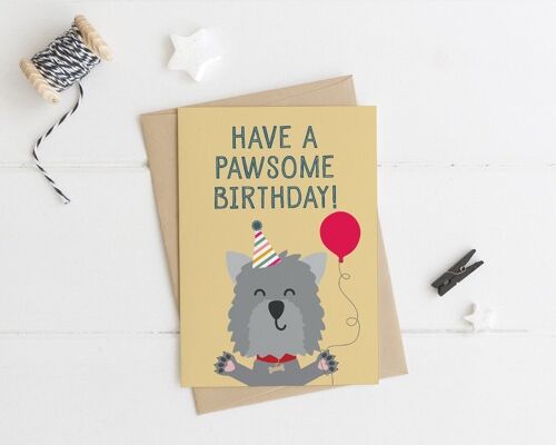Cute Dog Pun Birthday Card 'Have a Pawsome Birthday'