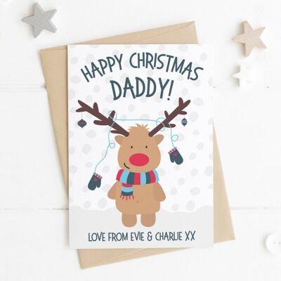 Personalised Daddy Reindeer Christmas Card - Cute xmas card for Daddy - Reindeer christmas card - daddy xmas card - cute daddy card